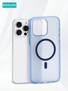 Magnetic Ring For Phone Case 1pc Koolife Magnetic Side Strap Textured Translucent Skin Feel Phone Protective Case, Ice Skin Texture, Spray Oil Separate Buttons, Raised Camera, PC+TPU Material, Compatible With IPhone 16/16 Pro/16 Plus/16 Pro Max/15 Pro Max/15 Pro/15 Plus/14 Pro Max/13 Pro Max/13 Pro/12 Pro Max/11 Waterproof Shockproof Anti-Fall Scratch Resistant - Blue - View 2