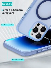 Magnetic Ring For Phone Case 1pc Koolife Magnetic Side Strap Textured Translucent Skin Feel Phone Protective Case, Ice Skin Texture, Spray Oil Separate Buttons, Raised Camera, PC+TPU Material, Compatible With IPhone 16/16 Pro/16 Plus/16 Pro Max/15 Pro Max/15 Pro/15 Plus/14 Pro Max/13 Pro Max/13 Pro/12 Pro Max/11 Waterproof Shockproof Anti-Fall Scratch Resistant - Blue - View 6