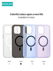 Magnetic Ring For Phone Case 1pc Koolife Magnetic Side Strap Textured Translucent Skin Feel Phone Protective Case, Ice Skin Texture, Spray Oil Separate Buttons, Raised Camera, PC+TPU Material, Compatible With IPhone 16/16 Pro/16 Plus/16 Pro Max/15 Pro Max/15 Pro/15 Plus/14 Pro Max/13 Pro Max/13 Pro/12 Pro Max/11 Waterproof Shockproof Anti-Fall Scratch Resistant - Blue - View 8
