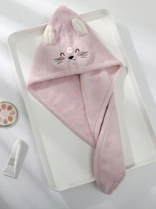 2个装超细纤维发帽，专为女孩设计 - 柔软、超强吸水、速干，带2个纽扣 - 防毛躁，适合浓密卷曲长发，猫咪图案 - 彩色 - 查看 11