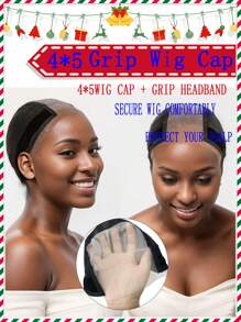 4*5Inch Lace Parting Max Wig Cap Wig Grip Cap - Wig Tools - Adjustable, Non-Slip, Transparent 4x5 Headband With Ear Cut-Outs For Comfortable, Glue-Free Wig Placement And GripFleece Technology For Secure Hold - Multicolor - View 3