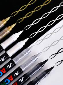 GuangNa 12支/套黑白丙烯颜料马克笔，共240色。水性涂鸦笔，适用于黑色卡纸、木材、画布、石头、岩石绘画、玻璃和陶瓷表面。是DIY工艺品、艺术项目和文具的理想之选。 - 彩色 - 查看 7