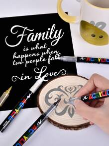 GuangNa 12支/套黑白丙烯颜料马克笔，共240色。水性涂鸦笔，适用于黑色卡纸、木材、画布、石头、岩石绘画、玻璃和陶瓷表面。是DIY工艺品、艺术项目和文具的理想之选。 - 彩色 - 查看 6