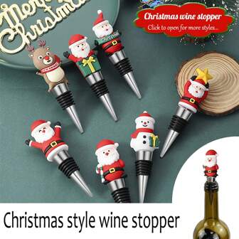 1pc /Wine Stopper, European And American Party, Christmas Elements, Red Wine Stopper, Wine Container, Wine Sealing Stopper, Wedding, Birthday Party, Christmas Creative Gifts