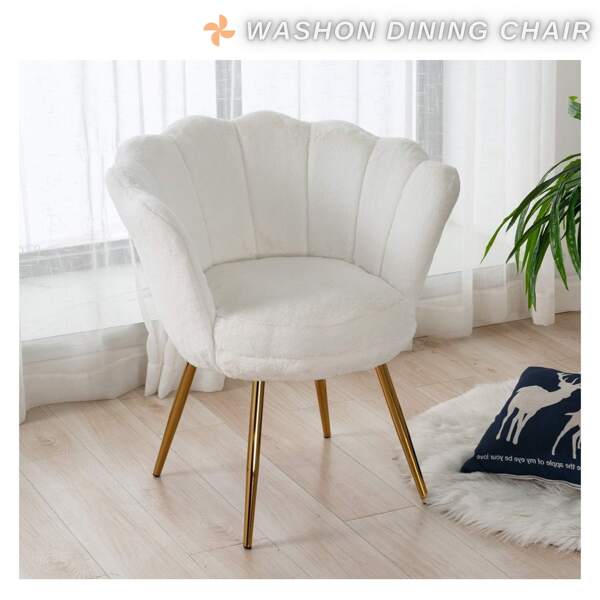 WAHSON OFFICE CHAIRS 1PC Wahson Fauteuil en Velours Fauteuil Coquillage avec Pieds Doré, Fauteuil Chambre Confortable Chaise Relax pour Salon/Chambre