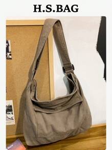 休闲复古卡其色厚水洗帆布包，时尚大容量可折叠多功能手提包和单肩包，适合日常使用，大学生书包，手提包