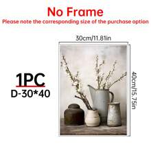 1 幅带框复古油画帆布印刷海报，椅子上的喷壶帆布墙艺术，艺术品壁画适用于浴室卧室办公室客厅墙壁装饰，家居装饰 - 彩色 - 查看 23
