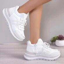 Women's Thick Sole Casual Sneakers, Comfortable And Versatile - White - View 2