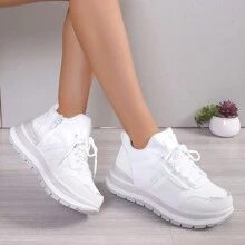 Women's Thick Sole Casual Sneakers, Comfortable And Versatile - White - View 3
