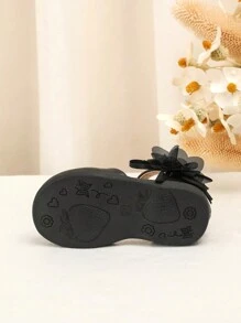 女童PU软皮轻便闭趾凉鞋，公主风童鞋 - 黑色 - 查看 6