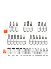 Juego de dados, juego de llaves de vaso de 46 piezas de 1/4" ,Juego de llaves de carraca con juego de llaves de vaso de broca métricas y extensiones para reparación de automóviles y hogar con caja de almacenamiento - Negro - Ver 3