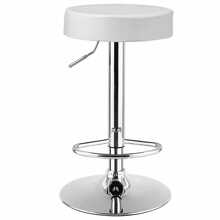 Set Of 2 Round Bar Stools Adjustable Swivel Counter Pub Chairs White