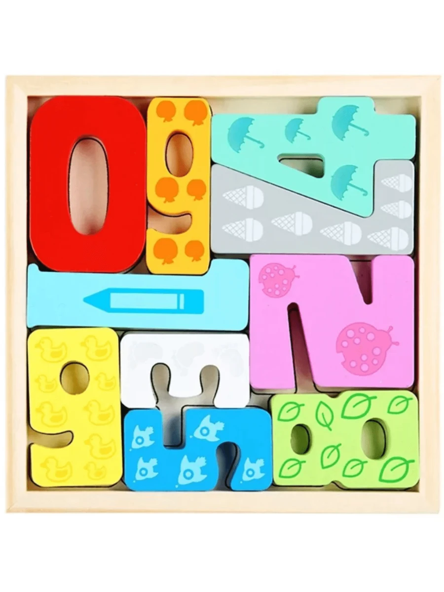 Encaixe Divertido Quebra Cabeça 3D MDF Brinquedo Educativo Animais Numero Montessori Colorido Formas - RF8 (Numeros) - Visão 1