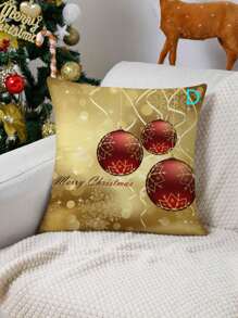 1pc/4pcs/Set Sparkly Christmas Background Design Pillow Covers, Modern Style Printed Velvet Fabric Pillowcases For Sofa, Bedroom, Home Decoration, Christmas Without Filler