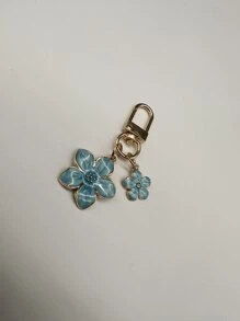 HAILIAN 1 件合金樱花形钥匙扣轻巧飘逸的樱花带方形标签适合包包吊饰汽车钥匙链情侣生日节日礼物女士情人节礼物 - 藍色 - 查看 5