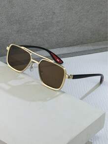 1pc Men's Metal Square Fashion Glasses, Punk Street Style Fashion Glasses