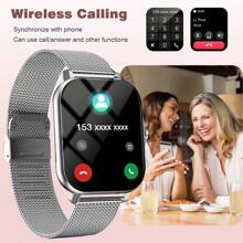 MixtataDi Smart Watch,Multifunctional Sports Smartwatch, Wireless Calls/Wireless Music, Message Notification,Customizable Watch Faces, Multiple Sports Modes, Compatible With Android,Unisexo - Golden-two Straps - View 3