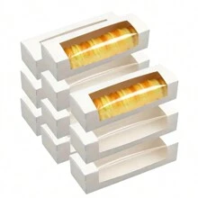 Disposable White Rectangle Cake Boxes With Window - Perfect For Cakes, Chocolates, Biscuits, Pastries - Ideal For Birthday And Wedding Parties - Baking Tools And Kitchen Accessories - Multicolor - View 1