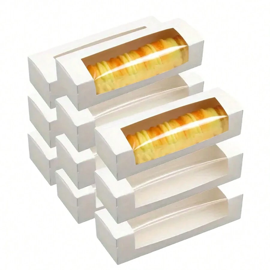 Disposable White Rectangle Cake Boxes With Window - Perfect For Cakes, Chocolates, Biscuits, Pastries - Ideal For Birthday And Wedding Parties - Baking Tools And Kitchen Accessories - Multicolor - View 1