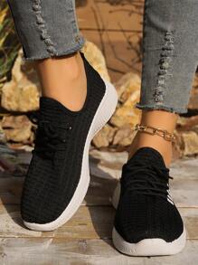 Women's Breathable Sports Tennis Shoes, Various Fitness Equipment, Lightweight And Comfortable Women's Sports Shoes, Women's Casual Shoes, Suitable For Daily, Sports, Work - 黑色 - 查看 4