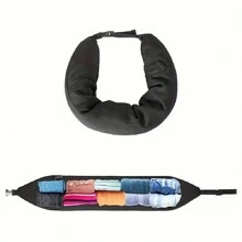 1pc Travel Neck Pillow Stuff With Clothes, 3-In-1 Neck Travel Pillow, Avoid Extra Luggage Fees, Travel Essentials Bag For School School Accessories School Stuff - Black - View 1