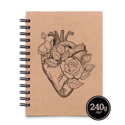 Sketchbook A5 Capa Dura para Desenho E Aquarela - 50 Folhas De 240g - Heart