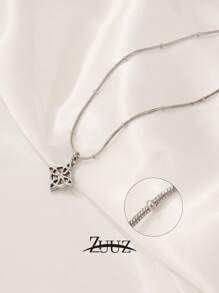 1 Pc Vintage Stainless Steel Geometric Celtic Knot Charm Necklace For Women For Daily Decoration Jewelry Gifts