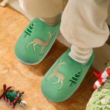 Christmas Slippers For Kids Reindeer Slippers For Girls Boys Fluffy Plush House Slippers Shoes Cozy Warm Winter Slippers Non-Slip Indoor Outdoor Shoes