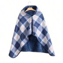 1pc Wearable Blanket, Flannel Shawl Blanket With Buckle, Double-Layer Thickened Slouchy Blanket For Home, Air Conditioning, Nap, Office Relaxation, Or Outdoor Warmth