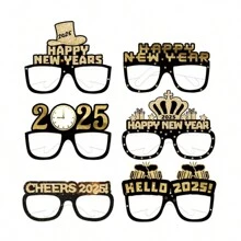 1 Set 6/12/24 Black And Gold 2025 New Year 3D Paper Glasses, Happy New Year Photo Prop Decoration, Suitable For New Year, Birthday, Bachelor Party, Adult Party, Valentine's Day Party, Friends Party.