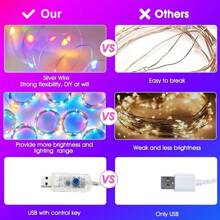 1pc 3m X 1m 100 LEDs / 3m X 3m 300 LEDs Copper Wire String Lights Fairy Lights Curtain Lights, Waterproof, With Remote Control, Hooks, For Decor In Halloween, Christmas, Festivals,Room Decor Christmas Decor Christmas Light Bedroom Decor Home Decor Party Decor Holiday Festivalchristmas Gift Thanksgiving Christmas Tree Decor Ornaments - 彩色 - 查看 9