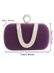 手工水钻装饰 U 型晚装包、手拿包，适合派对、婚礼、礼服