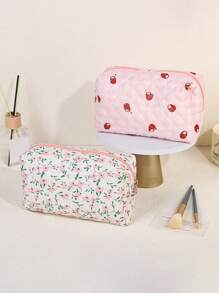 1 Stück vintage Blumenmuster weiches Kosmetiktäschchen, kreatives Design mit großer Öffnung als Kosmetik Aufbewahrungstasche - geräumig und mit geschmackvollem Reißverschluss, geeignet für Reise-Utensilien, Tischdekoration, Urlaub am Strand, Badezimmer, Schlafzimmer, großes Fassungsvermögen
