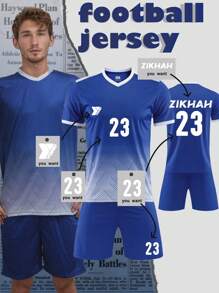 可定制号码姓名徽标运动跑步服套装可根据您的姓名、号码、徽标以及任何需要印在衣服上的图案进行特殊定制。可用于男孩/女孩、男孩和女孩篮球和足球国家队、世界杯足球俱乐部、高品质运动服、专业运动装备、户外运动夹克、紧身衬衫、Polo衫等。 - 藏蓝色 - 查看 1