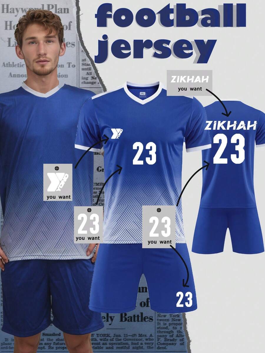 可定制号码姓名徽标运动跑步服套装可根据您的姓名、号码、徽标以及任何需要印在衣服上的图案进行特殊定制。可用于男孩/女孩、男孩和女孩篮球和足球国家队、世界杯足球俱乐部、高品质运动服、专业运动装备、户外运动夹克、紧身衬衫、Polo衫等。 - 藏蓝色 - 查看 1