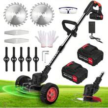 2025 Upgraded Cordless Electric Lawn Mower - 24V 2X4.0Ah Battery-Powered, 4-In-1 Grass Trimmer/Edger/Mini Mower/Brush Cutter With 3 Types Of Blade Assemblies, Ideal For Lawns & Gardens