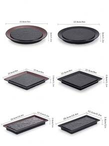 1 Đĩa ăn tối thanh lịch, hình dạng cổ điển, chất liệu Melamine, chắc chắn, họa tiết đá, viền sọc vàng sẫm, an toàn khi rửa bằng máy rửa chén, có thể tái sử dụng, đồ dùng trên bàn ăn sáng tạo, thích hợp cho ẩm thực Nhật Bản, khay đựng cá hồi, khay đựng sushi, khay đựng bít tết, đồ nguội, khay đa năng, thích hợp cho gia đình, nhà hàng, tụ họp, tiệc tùng, quà tặng Giáng sinh - nhiều màu - Xem 3