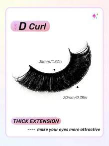7 对 D 卷睫毛 浓密卷翘 戏剧性浓密假睫毛 蓬松效果 俄罗斯条状睫毛延长 自然纤细睫毛 条状睫毛、睫毛、睫毛、假睫毛 - 濃密款 - 查看 4