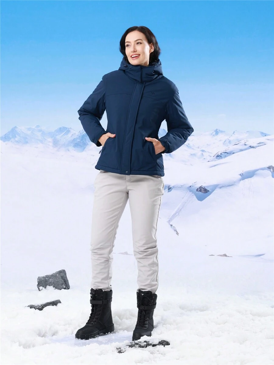 CAMEL CROWN 女士滑雪夹克冬季雪地外套保暖羊毛山地防水女式夹克单板滑雪夹克