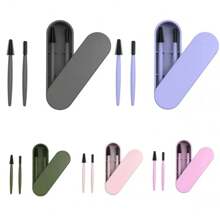 Kit de cepillo y peine de pestañas de silicona reutilizable, herramienta de extensión de pestañas profesional de maquillaje con estuche portátil, cepillo de cejas, cepillo de sombra de ojos, spoolie, cepillo spoolie