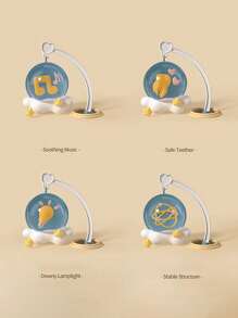 1 件婴儿床摇铃，带音乐、灯光和投影，45° 科学角度防止斜视，360° 可旋转，出牙玩具，温暖夜灯，梦幻投影，教育、安抚玩具，感恩节、圣诞节、生日礼物