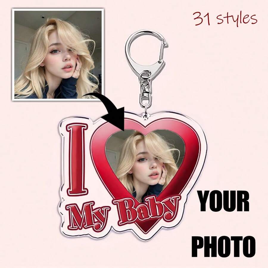 Customized Text Key Chain - "I Love My Boyfriend/Girlfriend", Wife, Hot Mom, Dad, King, Queen, Idol, Baby, Family, Gift,Customized Keychains & Accessories,Street Casual Chic - Multicolor - View 1