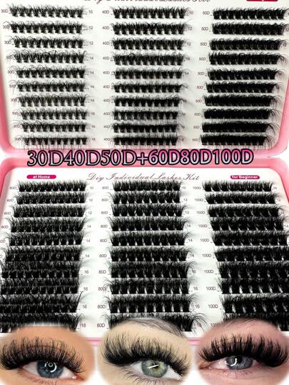 570/60 Clusters Thick 8D Fluffy & Lengthening False Eyelashes, 0.07mm D Curl, 30D-100D/10-18mm Mixed Length Mink Hair Individual Lashes, Natural & Soft, Suitable For Any Makeup. Eyelash Clusters, Individual Lashes, False Eyelashes