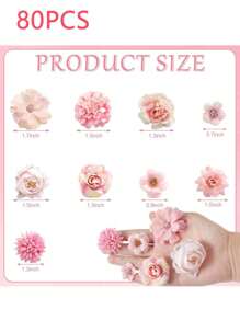80 Stück rosa Mini künstliche Blumenköpfe, Seide künstliche Pflaumenblüten-Köpfe, Fake Pfingstrosen Rose Gänseblümchen Blumenköpfe zum Basteln von Kränzen, Kuchen, Hochzeiten, Partys, Abschluss, Hüten, Schuhen, Vasen-Deko, Geschenke, Herbstdekoration