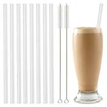 Jokipvy 2/4/8 قطعة مجموعة قشات زجاجية قابلة لإعادة الاستخدام مع فرشاة تنظيف، مناسبة لشرب العصير، الشاي الفقاعي، مثالية للحفلات والأعراس والبارات والشواطئ والأدوات المطبخية ولوازم الحفلات ولوازم المدرسة