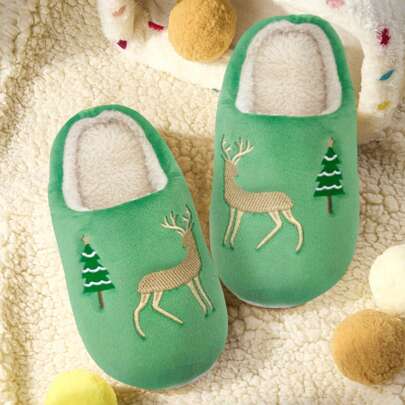 Christmas Slippers For Kids Reindeer Slippers For Girls Boys Fluffy Plush House Slippers Shoes Cozy Warm Winter Slippers Non-Slip Indoor Outdoor Shoes