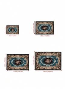 1pc Bohemian Vintage Design Area Rug, Padrão Geométrico Poliéster Grosso Loop Pile Retangular Fácil Cuidado Lavável Antiderrapante Backing Carpet Para Sala de Estar, Corredor, Cabeceira, Sala de Estar, Quarto, Escritório, Cozinha, Decoração de Casa de Fazenda