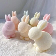 Flocked Rabbit Silicone Candle Molds Bowknot Bunny Silicone Mold Animal Bunnies Wax Mould Easter Home Decor