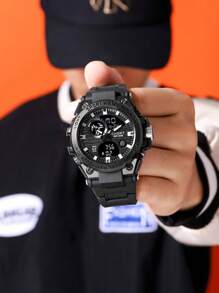 男士多功能运动防水电子表，休闲 LED 显示屏腕表，适合年轻人 - 黑色 - 查看 8