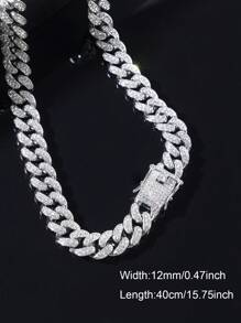 1件迈阿密嘻哈风格全黑镶钻项链，镶嵌闪亮黑色水钻，独特的暗黑系项链手链，送给父亲、兄弟、男友的最佳礼物 - A - 查看 18